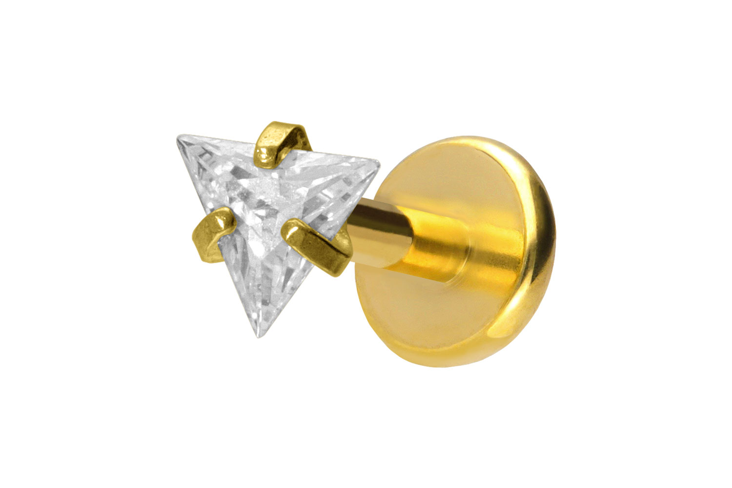 Titan Labret Piercing mit Push Fit EINGEFASSTES KRISTALLDREIECK